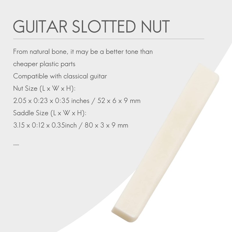 Classical Guitar Bone Slotted Saddle Nut Set