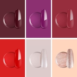 Gel Nail Polish Set 6 Pcs with Nice Box, MERIGEL Soak Off Nail Gel Summer Candy 4 Colors with Top & Base Coat Gel Varnish Gel Nail Polish Set… (Red)