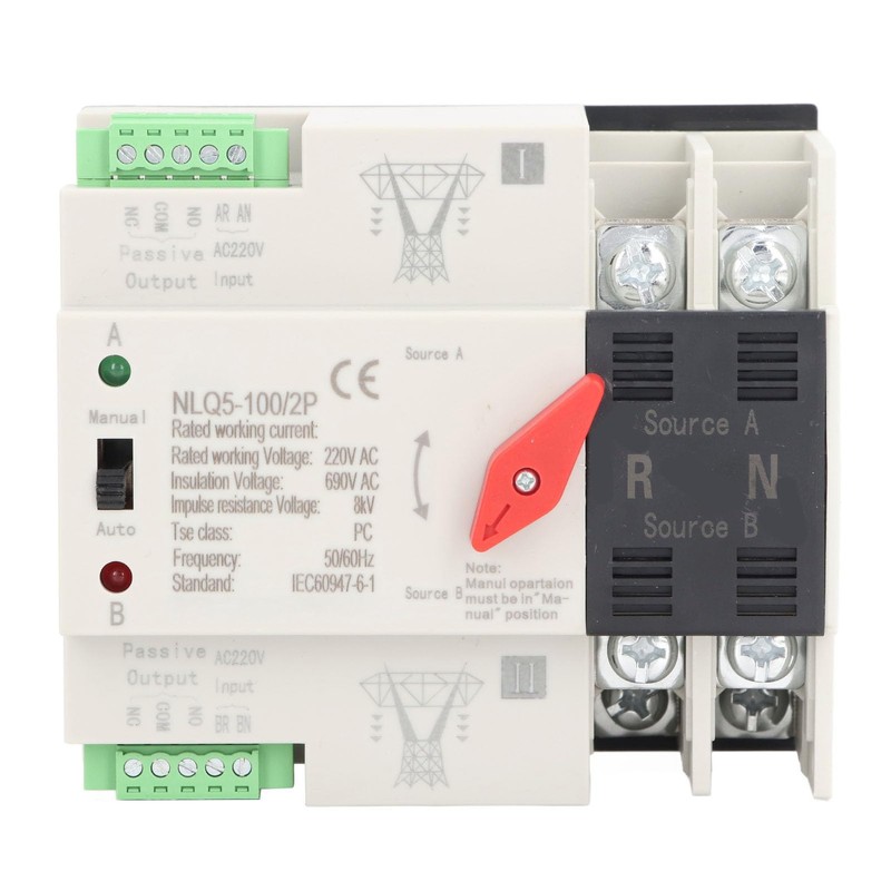 Dual Power Automatic Transfer Switch, Excellent PC Flame Retardant Plastic,