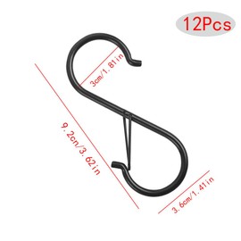 12 Pcs Heavy Duty S Hooks, Anti Drop S Hooks for Hanging with Safety Buckle, S Hook Stainless Steel for Hanging, Hangers Hooks, S Shaped Hanging Hooks for Outdoor Indoor, Hanging Hooks (Black)
