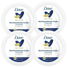 Dove Nourishing Body Care, Face, Hand, and Body Rich Nourishment Cream for Extra Dry Skin with 48-Hour Moisturization, 4-Pack, 2.53 Oz Each Jar