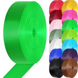 YOGHAVRS Nylon Webbing 1 inch 1.5 inch Nylon Strap Webbing Straps, 3.3 10 25 50 Yards Webbing Strapping for Bags/Lawn Chair/Climbing Outdoors Crafting DIY Gear Repair(Green,1 inch x 3.3 Yards)