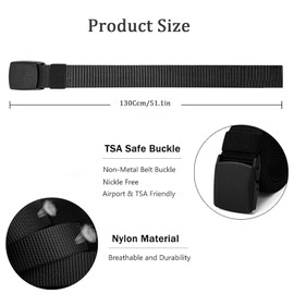 Luoqun88 Work Belts for Men Pack of 2,Belts for Men,Adjustable Nylon Fabric Belt,No Metal Buckle, Fast Pass Through the Airport Security,Breathable Outdoor Web Belts with Plastic Buckle-Black&Green