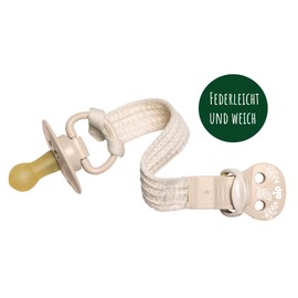 nip Stay Green Dummy Strap Made of 100% Organic Cotton, Made in Germany, for Dummies with Ring, Gradually Adjustable, Protects Clothes, Colour: Brown