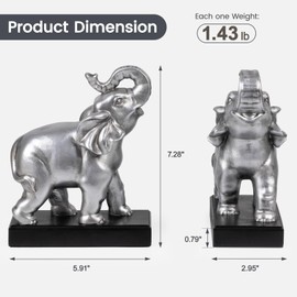 MXARLTR Elephant Book Ends Decorative, Bookends for Shelves, Book Ends for Heavy Books with Anti-Slip Pad for Book Lovers Heavy Book Holder for Home Office Decor (Silver)