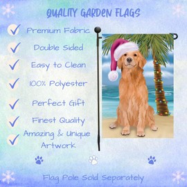 Doggie of the Day Beach Golden Retriever Dog Garden Flags - Christmas Summertime - Double Sided - Yard Porch Lawn Spring Decorative Gift - Home Decor 12 1/2"w x 18"h - GFLAG53580