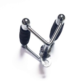 LAT Pull Down Bar Strength Training Deluxe Double D Handle Tricep V Shaped Press Down Bar with Rubber (Rotate Rubber)