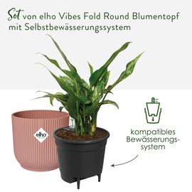 elho Vibes Fold Round with Self-Watering System - Flower Pot for Indoor Use - Diameter 22 cm - Pink/Soft Pink