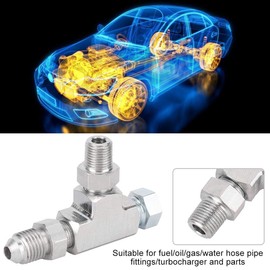 Qiilu Tee Adapter, 1/8" Npt Tee Fitting 3 Way 1/8" NPT to 4AN & Plug Block Adapter Fitting Tee Oil Feed Pressure Sensor Pipe Fittings Aluminium Alloy Quick Coupler Access Tee Connector SENRISE