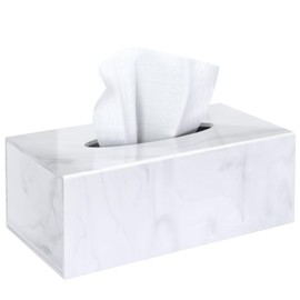 SILUT Stylish Tissue Box Cover Rectangle, Marble Texture Tissue Box Holder, Decorative Tissue Holder for Bathroom, Kitchen, Vanity, Modern Tissues Organizer for Home, Hotel