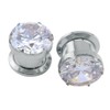ZS Gorgeous Cubic Zirconia Tunnels Plugs 316L Stainless Steel Screw