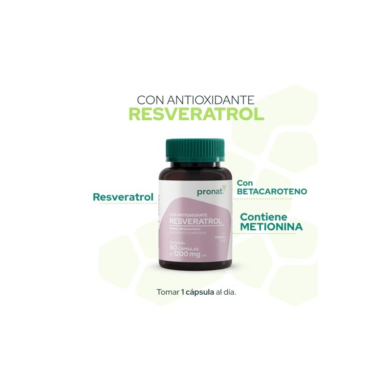 PRONAT | Resveratrol, Antioxidante, Suplemento Alimenticio, Selenio y Betacaroteno, 60