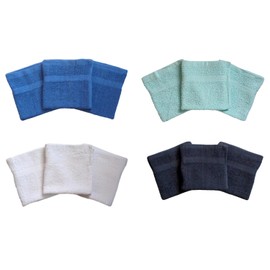 Waddington Face Cloth Flannels Pack Of Four 100 Percent Cotton Assorted Colours White, Navy, Mint, Black