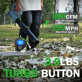 Sihuird Leaf Blower Cordless,2 x 21V 6.0Ah Battery and Charger, with 680CFM 190MPH Electric Cordless Leaf Blower, 3-Variable Speed & Turbo Mode, Blowers for Lawn Care (5002 D) (Grey)