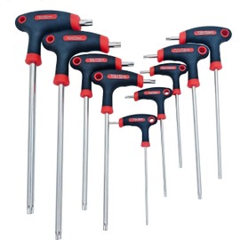 KEWAYO9pcs T-Handle Torx Set, Chrome Vanadium Steel Star Keys (T10-T50), Long/Short Arm Design for Bicycle & Workshop