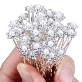 iShine 20 pcs Wedding Flower Crystal Rhinestone Pearl Hair Clip Pins Bridal Bridesmaid Lovely Hair U-clip Chic Hair Accessory