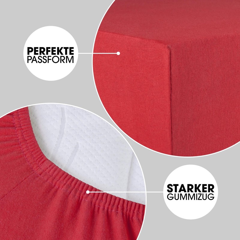 CelinaTex Lucina Fitted Sheet Cotton 2er-Set 90x200-100x200 cm ruby red