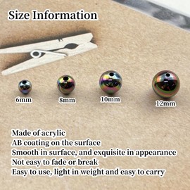 Xinhongo 200g Pearl Beads 6mm 8mm 10mm 12mm Pearl Craft Beads Pearls Round Bulk Pearls for Bracelet Necklace Jewelry Making DIY Sewing Crafts Home Decoration Vase Filler(Black AB)