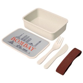 Fabulous Lunch Box Lunch Box with Cutlery Grey Bombay Minimalist Mumbai Travel India Gandhi - 700ml