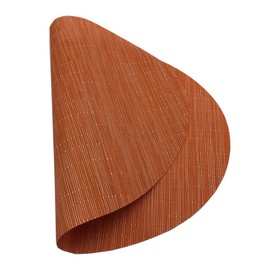 Placemats,Red-A Imitation Bamboo Oval Woven Vinyl Heat Resistant Placemats Washable Table Mats for Kitchen Table Set of 6,Orange