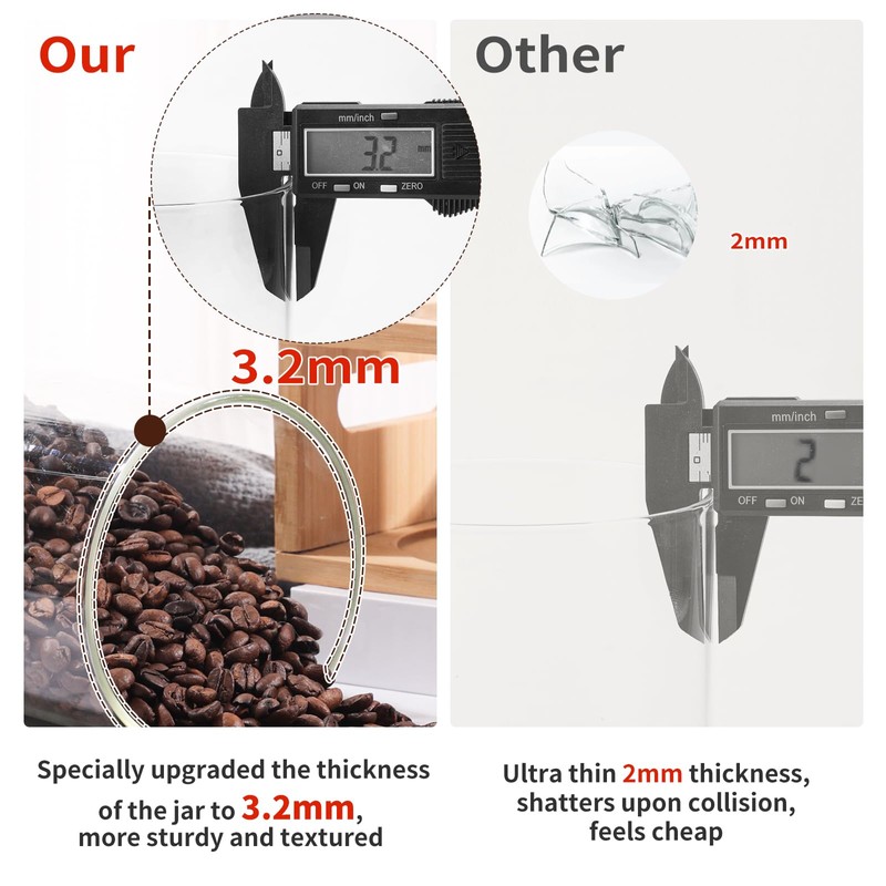 ZOMUIA Glass Coffee Containers Airtight Coffee Bean Storage Jars with