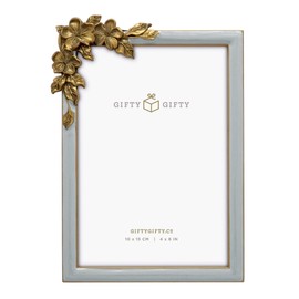 GIFTY GIFTY Vintage Grey Thin Boarder Floral Photo Frame / 4x6 In | For Vertical and Horizontal Display on Tabletops | Perfect for Home Decor, Wedding, Graduation, Or Milestone Photos Gift Box