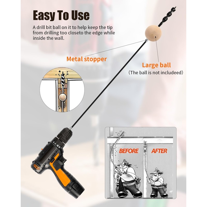 AOKLIT 3/4 Inch x 36 Inch Flexible Installer Drill Bit,