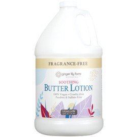 Ginger Lily Farms Botanicals Soothing Butter Lotion for Dry, Sensitive Skin, 100% Vegan & Cruelty-Free, Fragrance Free, 1 Gallon (128 fl oz) Refill (pack of 1)