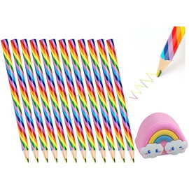 Rainbow Colouring Pencils, Pack of 12 Children's Colouring Pencils + 1 Rainbow Pencil Roller, Colouring Pencils Set for Children Drawing Pencil, School, Office, Household Goods