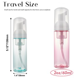 4 Pack Foam Pump Bottle Travel 2 oz/60 ml Small Size Mousse Foam Soap Dispenser Refillable Plastic Foaming Soap Dispenser Empty Travel Foaming Containers for Soap Shampoo Lash Washer