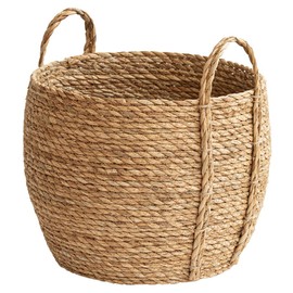 Seagrass Woven Basket, Handwoven Storage Basketry, Multipurpose Coastal Goal for Home Organization & Decor (25×23×8 CM)