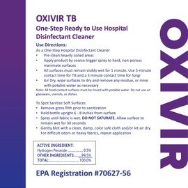Oxivir Oxivir Diversey 100898636 Tb One-Step Disinfectant Cleaner, Hospital Grade Accelerated Hydrogen Peroxide AHP, No Fragrance Added, Ready-to-Use Liquid, 1-Gallon (Pack of 4)