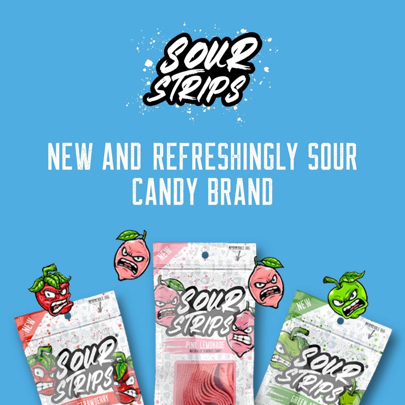 Sour Strips Raspberry Flavored Sour Candy Strips, Deliciously Sour Chewy