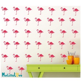 Melissalove 36pcs/Set Flamingo Wall Pattern Decal Sticker Vinyl DIY Wall Stickers for Kids Room Nursery Baby Wall Art Decal Mural YA362 (Hot Pink)