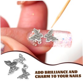 Mikinona 10pcs Butterfly Nail Charms Elegant Rhinestone Nail Gems for Women for Any Occasion Lightweight Eye-catching Design