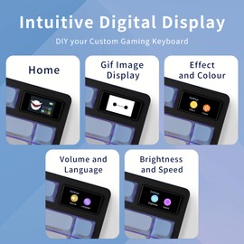 XVX 75% Keyboard with Color Smart Display, L75 Pro Low Profile Gasket Mechanical Gaming Keyboard, Bluetooth 5.1/2.4G Wireless/Type-C Wired Custom Key Board with RGB Backlit, Blue Kanagawa Theme