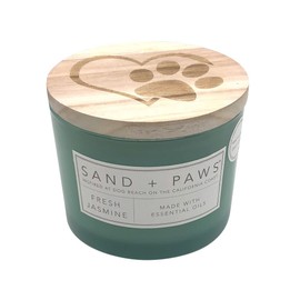 Sand + Paws Scented Candle - Fresh Jasmine - Additional Scents and Sizes –Luxurious Air Freshening Jar Candles Neutralize pet Odors and Enhance Home décor – 100% Cotton Lead-Free Wicks - 12 oz