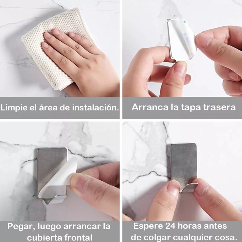 Generic 50 Ganchos Adhesivos De Acero Inoxidable Para Baño O