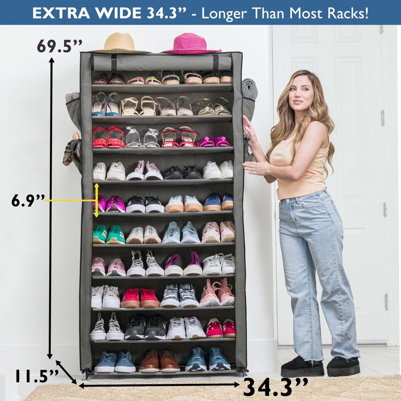 Sundaze Shoe Rack with Cover - 10 Tier Shoe Rack