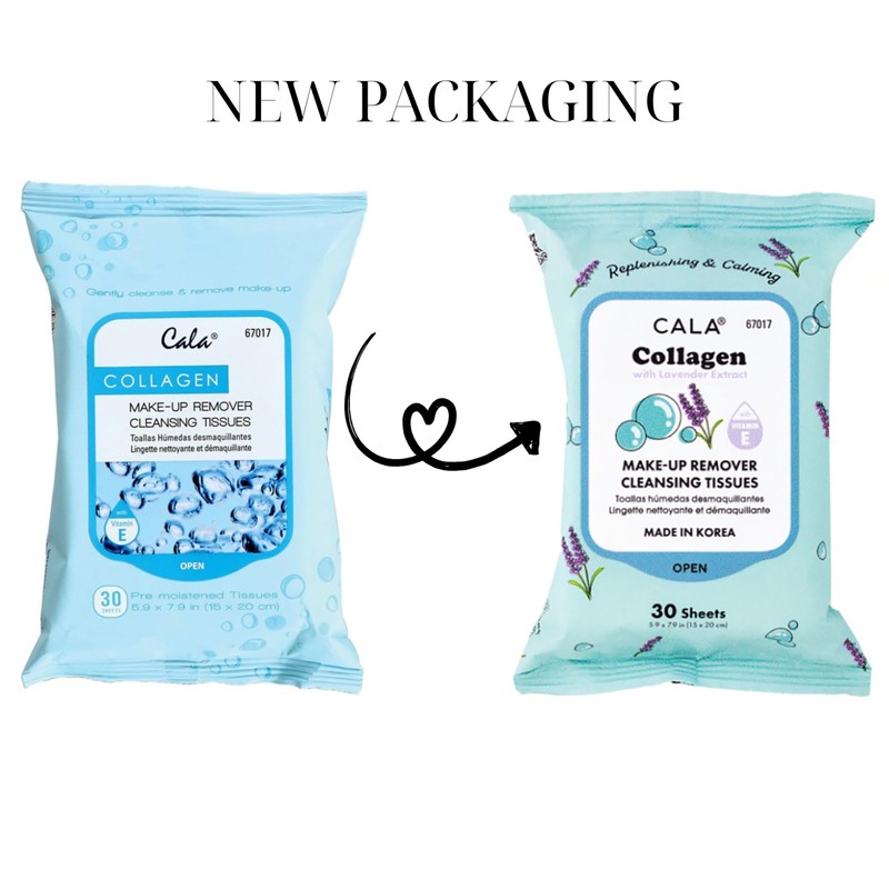 CALA Makeup Remover Cleansing Tissues: Collagen with lavender (30 Sheets)