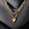 Designer Puffed Heart Multistrand Necklace Paperclip Chain w/ 14K Gold