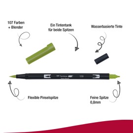 Tombow ABT 158 Dual Brush Pen - Dark Olive