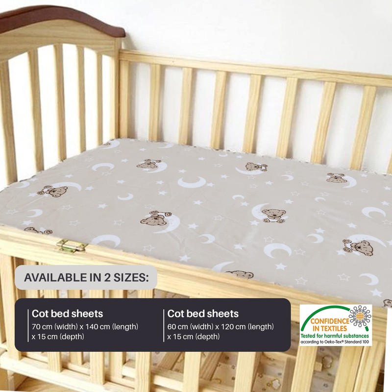 DTEX HOMES 2 x Cot Bed Sheets Super Soft Breathable