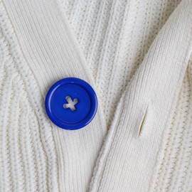 Clothing Buttons, 6 Pieces 4 Hole Diameter 40.6mm Blue Polyester Size 64L Resin Buttons for Jacket, Coat, Shirt, Polo Shirt, DIY Button Resin Laundry Buttons, Base Button, Craft Buttons