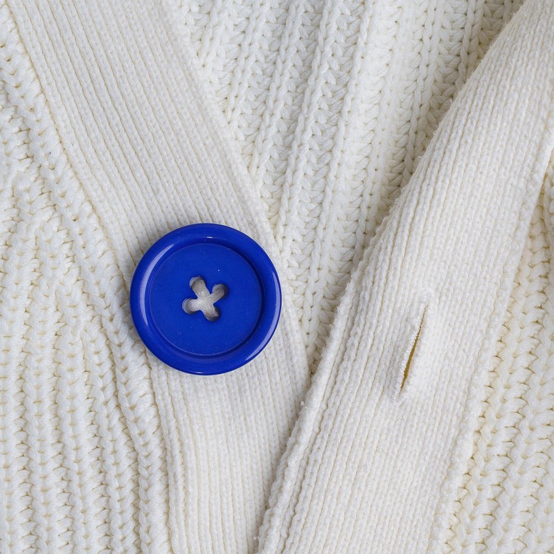 Clothing Buttons, 6 Pieces 4 Hole Diameter 40.6mm Blue Polyester