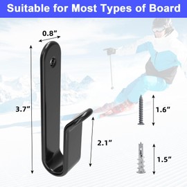 HHUXIUE Horizontal Ski Hanging Clip Wall Mount Bracket Storage Ski Display Wall Mount Bracket for Room Garage（2 Sets）