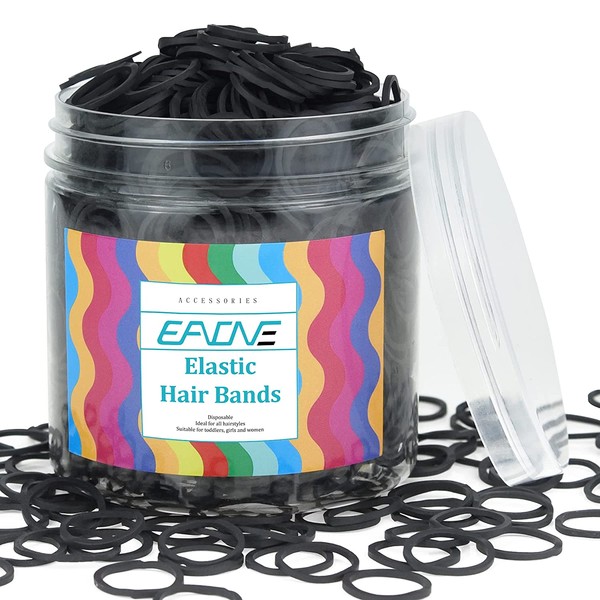 EAONE 1500Pcs Small Hair Bands Baby Hair Ties Tiny Elastics Rubber Bands for Girls and Women with Box Packaged, Black