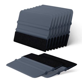 FOSHIO Set of 10 Felt Squeegee with Felt Edge, Felt Squeegee for Bonding Film, Wall Sticker, Window Film, Tint Film, Squeegee for Car, Grey, 10 cm x 7.5 cm