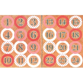 Advent Stickers 1-24 Round Glitter Numbers Christmas Advent Calendar Xmas Crafts DIYT539