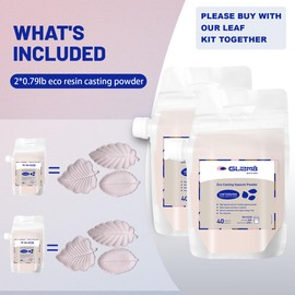 Refill Bag for Leaf Kit 0.79lb*2, Resin Casting Powder 360g*2, Water Activated Works of Art of Plaster, Fast Curing, 40+ Minutes Demold, Shaking Bag Design, Easy Mixing and Self Leveling